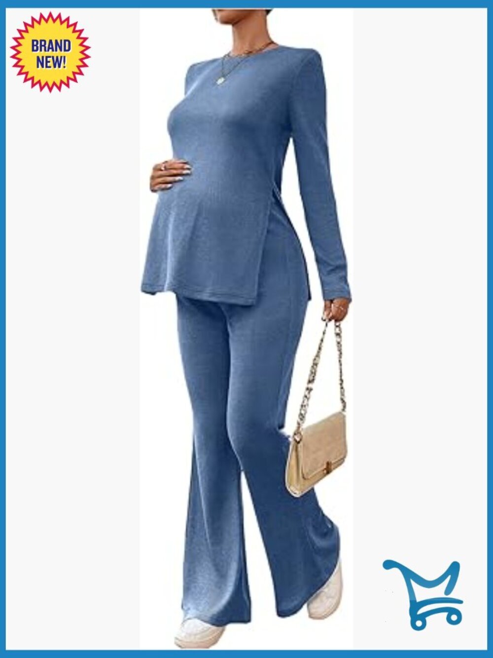 Maternity Two Piece Set Long Sleeve Tee & Flared Leg Pants